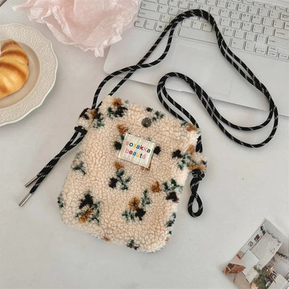女性用ニュープラッシュドットクロスボディバッグ かわいいピンク 片肩掛けショッピングバッグ 携帯電話ポーチ付き 収納バッグ  並行輸入品