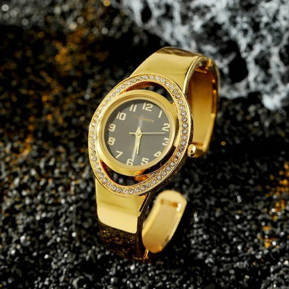 CANSNOW Luxury Fashion Women's Round Dial Rhinestone Quartz Bracelet Watch, Elegant Women's Watch, Saati Reloges, Parallel Import