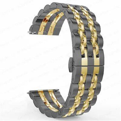22mm and 20mm Stainless Steel Bands for Samsung Galaxy Watch 3, 4, 5 (45mm), Gear S3 (46mm and 42mm), and Active 2 (40mm and 44mm) - Compatible with Amazfit BIP 2 and GTR. Band Color: mm; Ships from: Parallel Import
