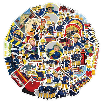 10/30/50-Piece Set of Fireman Sam Cartoon Stickers for Safety Education, DIY, Laptops, Suitcases, Skateboards, Graffiti Decals, Kids Toys, Color: 0, Parallel Import