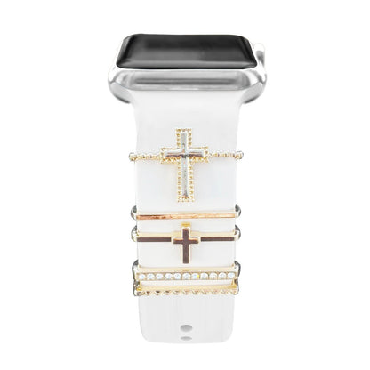 Diamond Jewelry-Embossed Band for Apple Watch Ultra 2, 9, 8, and 7, Compatible with Samsung and Huawei, 20/22mm Bracelet Strap, Band Color: ; Ships from: Parallel Import