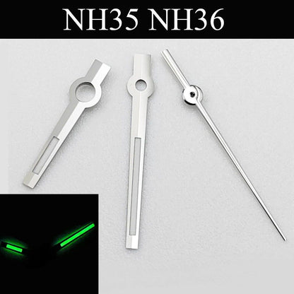 Green, Blue, Cyan Luminous Watch Hands for NH35, NH36, ETA 2824, 2836, Miyota 8215, 8205, 821A, DG2813, and 3804 Automatic Watches (Parallel Import)
