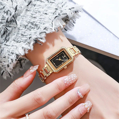 UTHAI New Women's Watch, Lightweight and Elegant, Simple Square Design, Stainless Steel, Fashionable Quartz Wristwatch for Girls, Parallel Import