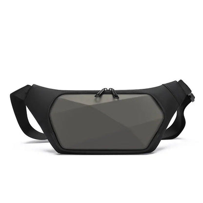 メンズ用防水チェストバッグ ショルダーストラップ付きハードシェルクロスボディバッグ 通勤用小型バックパック ウエストバッグ 色： 並行輸入品