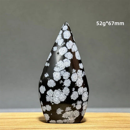 Snowflake Obsidian Freeform Ornament with Natural Quartz, Reiki, Meditation, Healing, Witchcraft, Energy Decoration, Home Gift, Color: Parallel Import
