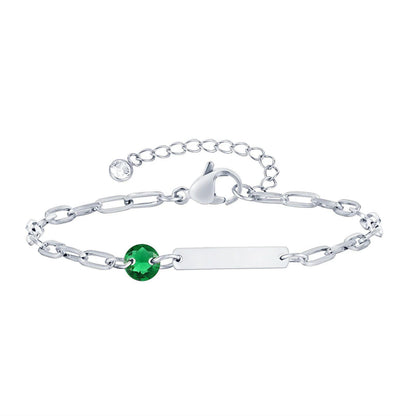 Vnox Zodiac Birthstone Bracelet for Women and Girls, Stainless Steel Rectangular Chain Bracelet with Personalization, Birthday Gift, Metal Color: BR-2085, Parallel Import