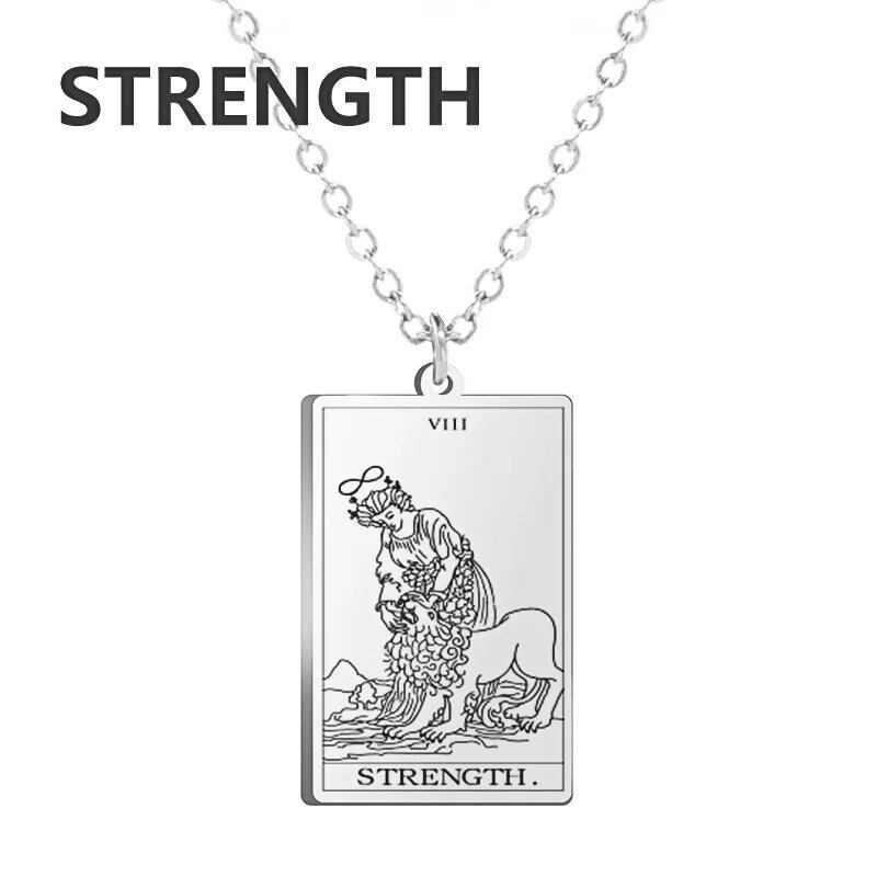Stainless Steel Classic Tarot Card Pendant Necklace, Major Arcana, Gypsy Tarot, Divination Necklace, Jewelry, Mother's Day Gift, Parallel Import