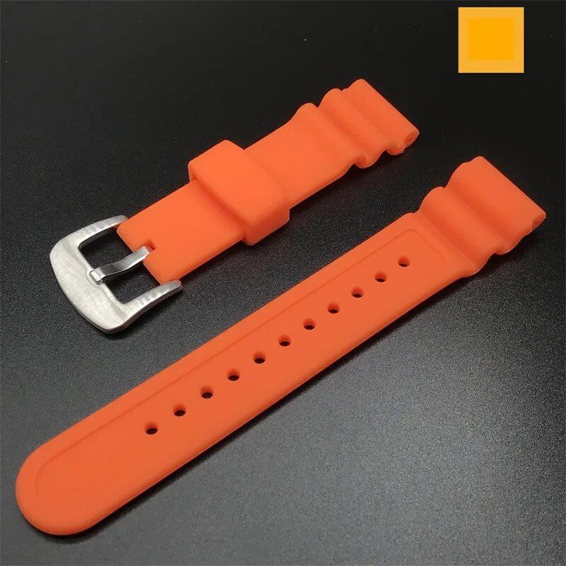 22mm Rubber Sports Men's Watch Strap for Seiko 5 PROSPEX Water Ghost Can-Shaped Red Tooth Diving 007 Abalone Silicone Watch Band. Band Color: 22mm; Band Width: Parallel Import.