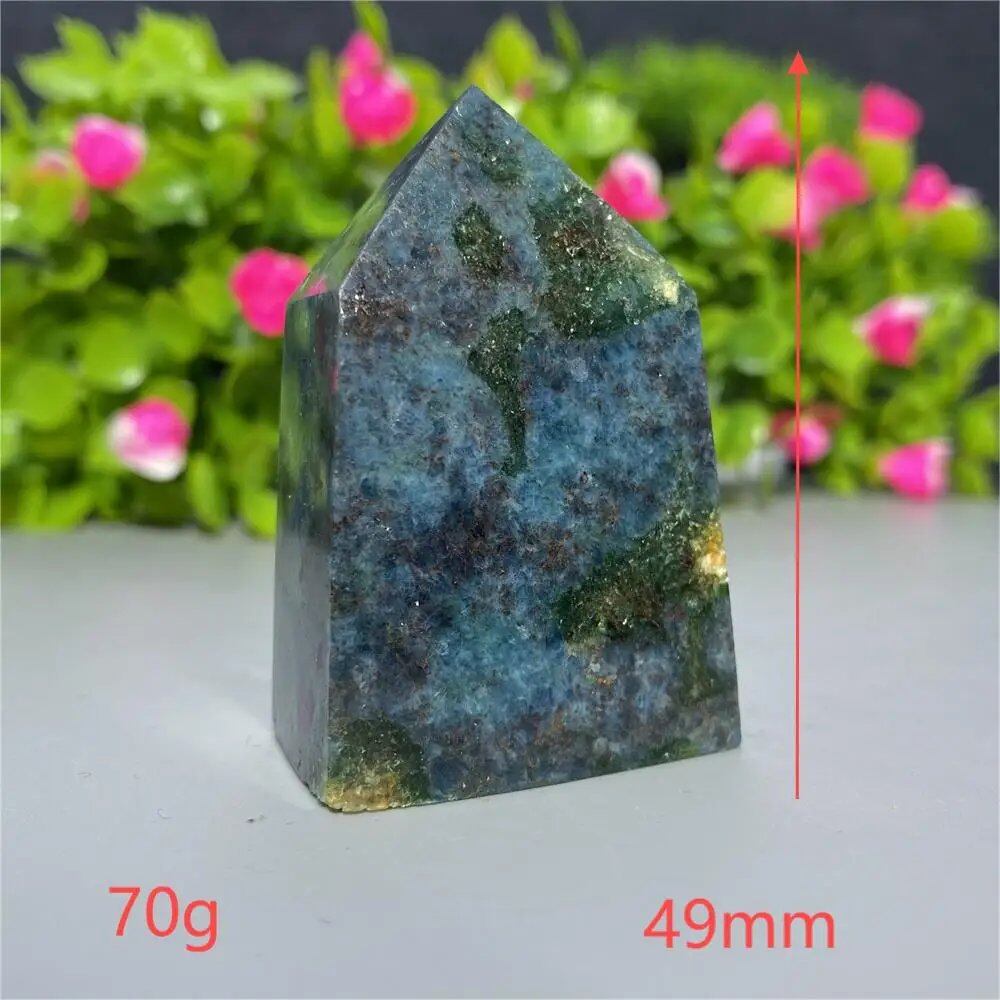 天然水晶 レッドグリーンサファイア 四角柱タワー 鉱物標本 スピリチュアル 瞑想 魔術 ギフトストーン  並行輸入品