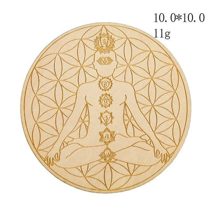 10cm Wooden Tree of Life Jewelry Display Tray with Quartz Crystal Wall Decor, Metatron's Cube, Star of David, Chakra, and Meditation Accessory (Imported)