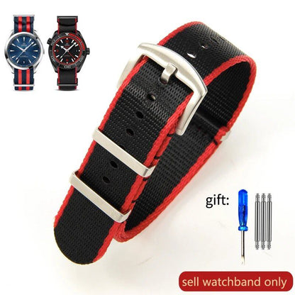 Breathable Soft Nylon Men's Watch Band for Omega 300 Ghost Party 007, Longines Conquest, Seiko, and Casio, 20mm and 22mm, Size 2, Parallel Import