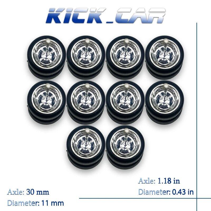 1/64 Scale 4-Spoke Wheels with Fixed Rubber Tires, Custom Parts for Toy Models and Diecast Cars, Compatible with Hot Wheels (Set of 5, for 5 Cars), Color: Parallel Import