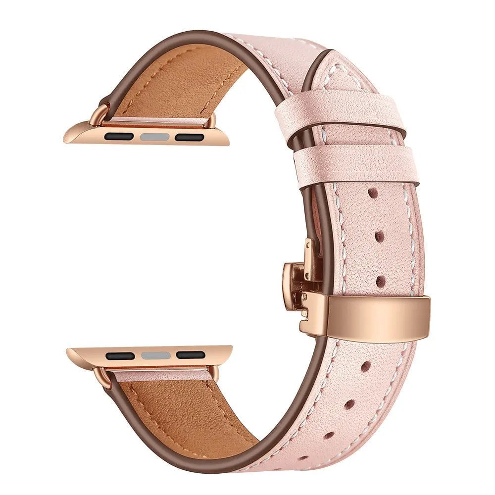 Leather Strap for Apple Watch - 38mm, 40mm, 41mm, 42mm, 44mm, 45mm - Series 3/4/5/SE/6/7 Compatible Bracelet Band Color: Parallel Import