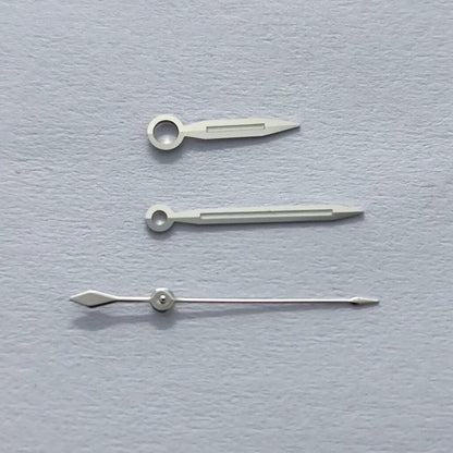 High-quality watch hands set for NH35, NH36, NH38, NH39, NH70, NH72, 7S26, 7S36, 4R35, and 4R36 watches. Available in silver, gold, rose gold, and black with fluorescent coating. Parallel import.