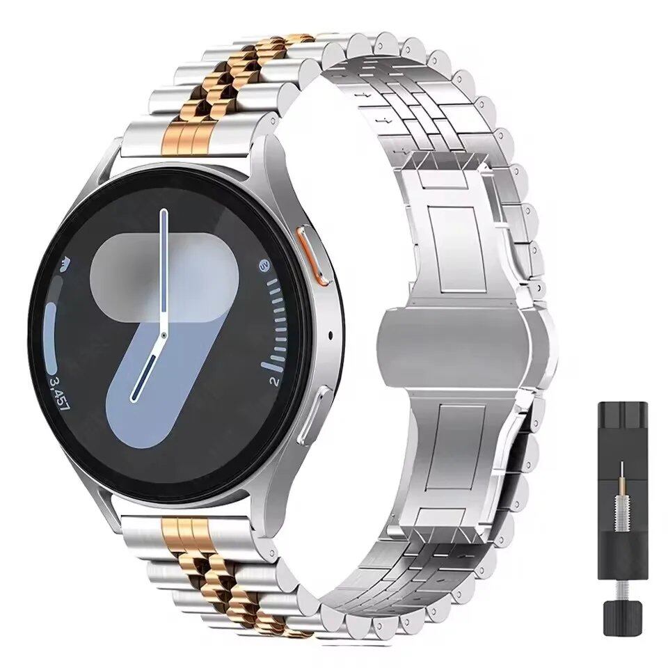 20mm/22mm Samsung Galaxy Watch 7/6/5/4 Curved Design Metal Band, Stainless Steel Bracelet, Compatible with Huawei GT4/GT3Pro, Band Color: mm, Parallel Import