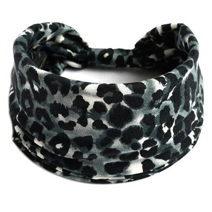 New Boho Floral Print Wide Headband with Vintage Knot Elastic Turban Headwrap for Women and Girls, Cotton Soft Bandana Hair Accessory, Parallel Import