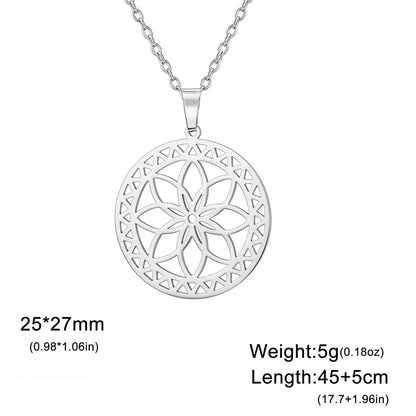 Dawapara Sacred Geometry Merkaba Necklace, Star Tetrahedron, Hexagon, Seed of Life Pendant, Stainless Steel, Spiritual Jewelry, Metal Color: Parallel Import