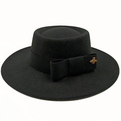 Winter Bowtie Fedora Hat with Textured Surface, Flat Top, and Elastic Band. Red. Men's and Women's Jazz Hat. Sizes: 56-58cm. Ships from: Parallel Import.
