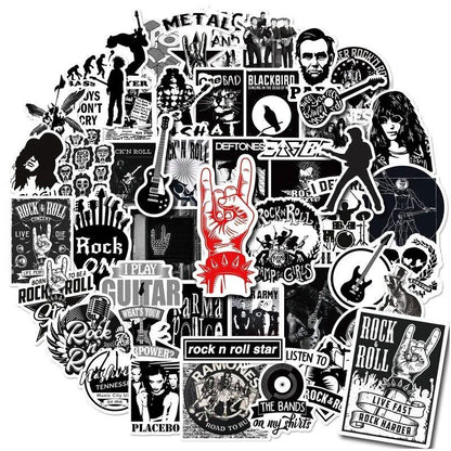 10/25/50 Sheets Metal Rock Singer Stickers, Graffiti, Guitar, DIY, Travel, Suitcase, Motorcycle, Skateboard, Bicycle, Car, Waterproof, Parallel Import