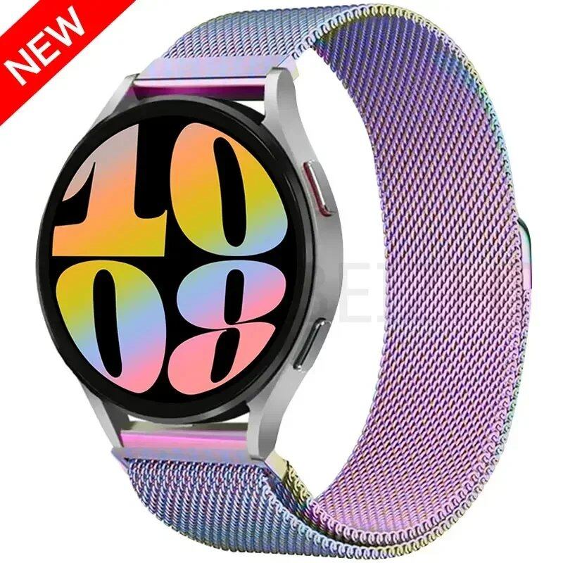 Compatible with Samsung Galaxy Watch 5/6/4/Classic, 22mm/20mm Metal Milanese Loop Magnetic Star-Like Bracelet, Hubai GT4/3/2e Strap, Size 2, Parallel Import