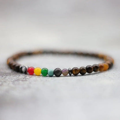 4mm Natural Volcanic Stone Bead Bracelet, Unisex, Minimalist Chakra Bracelet, Meditation Jewelry, Tiger Eye Bracelet, Metal Color: Parallel Import