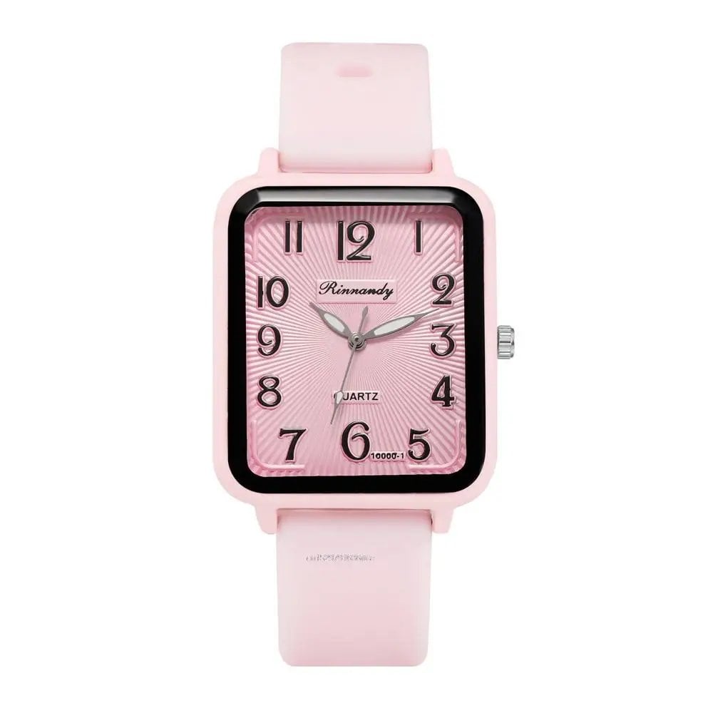 Hot Sale Fashion Ladies' Brand Watch, Leisure, Rectangle Digital, Simple, Women's Quartz Watch with Silicone Band, Sports Watch, Color: Parallel Import