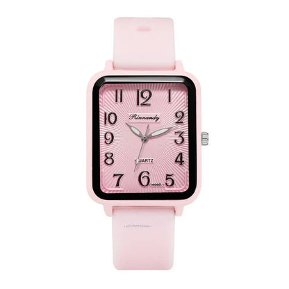 Hot Sale Fashion Ladies' Brand Watch, Leisure, Rectangle Digital, Simple, Women's Quartz Watch with Silicone Band, Sports Watch, Color: Parallel Import