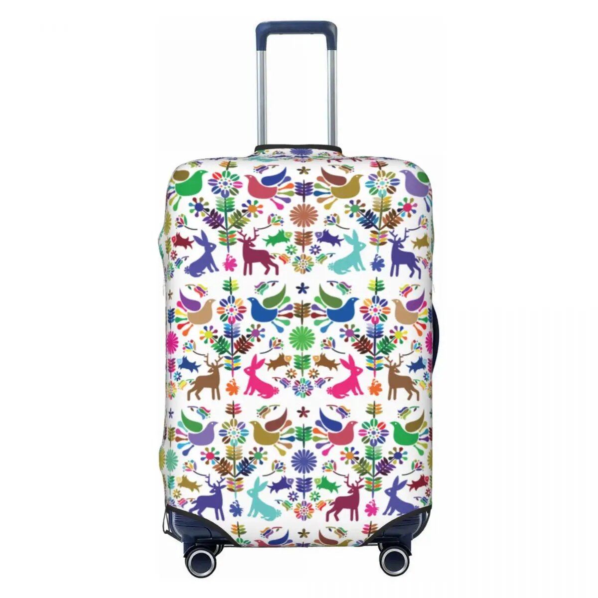 カスタムカラフルフローラルメキシカンフラワー スーツケースカバー エラスティック トラベル 荷物保護カバー 18-32インチ対応 サイズ： 並行輸入品