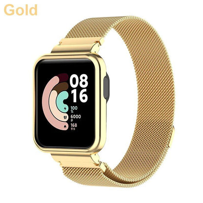 「Xiaomi Mi Watch Lite / Redmi Watch 2 / 3 Active 対応 金属ストラップ バンド - ケースプロテクター＆マグネットループ付き 交換用ブレスレット」 サイズ：ストラップ 並行輸入品