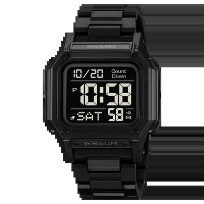 SKMEI Men's Waterproof Sports Watch with Countdown Stopwatch, Digital Watch, Dual Time Display, Fashionable Men's Clock; Imported