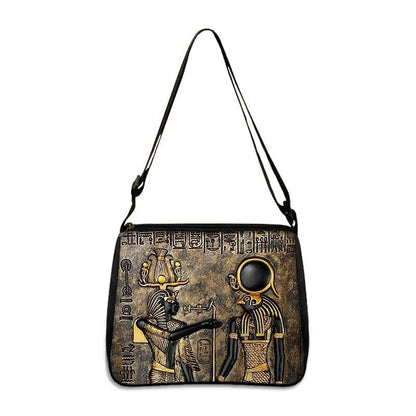 古代エジプトアートプリント ハンドバッグ エジプト ファラオ レディース クロスボディバッグ ホルス アヌビス 脇掛けバッグ ギフト デイリー カジュアルバッグ サイズ：2 並行輸入品