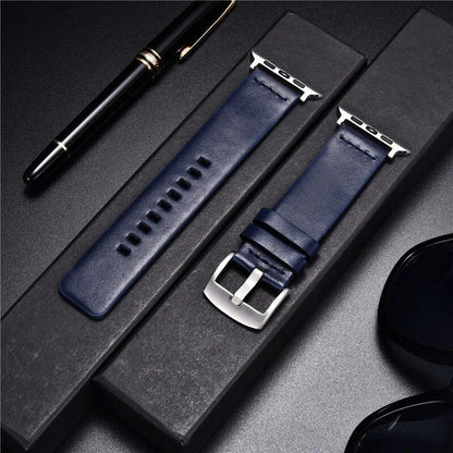 Simple Genuine Leather Strap for Apple Watch Series 8/7/6/SE/5/4/3, 38/40/41mm, 42/44/45mm, Band Color: mm, Parallel Import