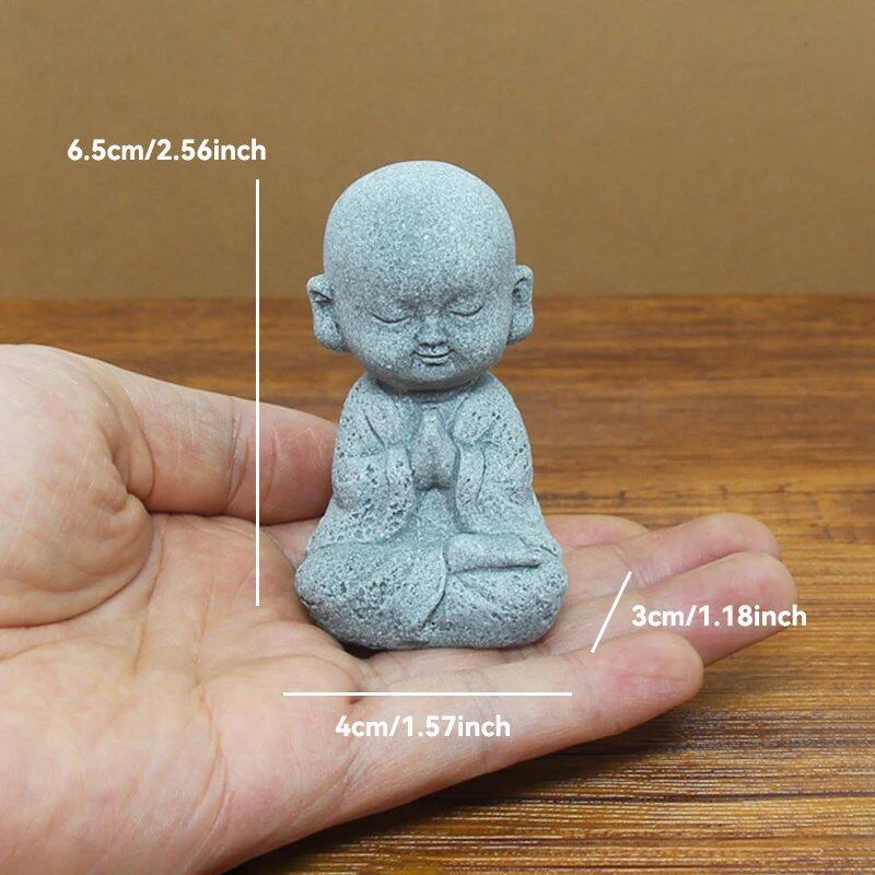 石仏像 小さな僧侶 チベット仏教フィギュア 禅ガーデン ヨガオーナメント 瞑想 ホームアクアリウム装飾  並行輸入品