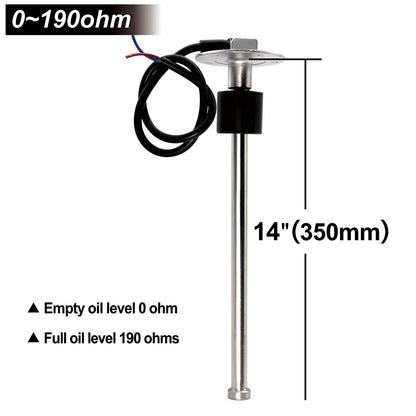 0-190 Ohm Stainless Steel Fuel Level Sensor/Water Level Sensor, A5, for Cars, Boats, and Water Tanks, Color: mm Sensor, Parallel Import
