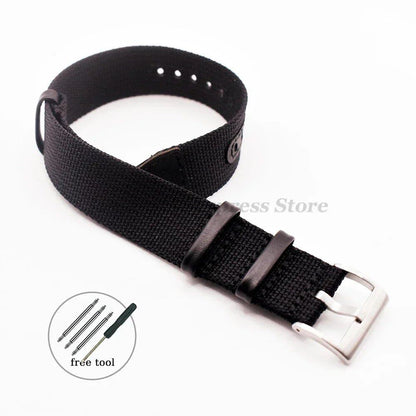 Seiko Canvas Nylon Patch Leather Strap Watch Bracelet for Rolex (20mm, 22mm), Hamilton, and Omega Compatible, Replacement Band, Band Color: mm, Parallel Import