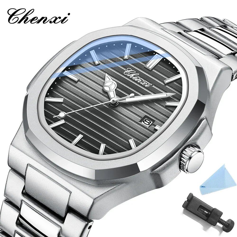 Chenxi 8222 Men's Luxury Gold Stainless Steel Luminous Quartz Watch, Waterproof, Fashionable, Parallel Import