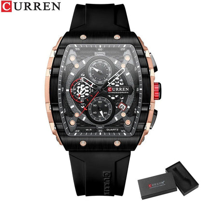Karen Top Brand Men's Watch, Luxury Square Quartz Movement, Waterproof, Luminous Chronograph with Date Display; Ships from: Parallel Import