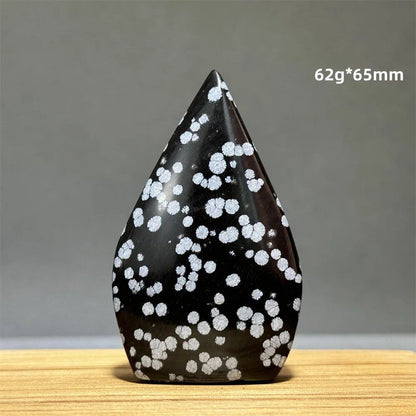 Snowflake Obsidian Freeform Ornament with Natural Quartz, Reiki, Meditation, Healing, Witchcraft, Energy Decoration, Home Gift, Color: Parallel Import