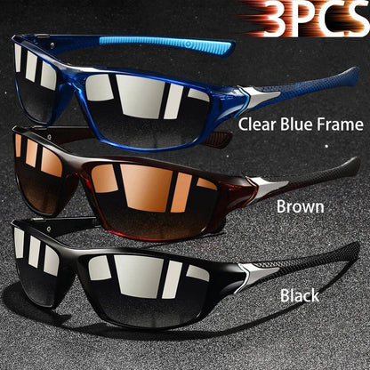 Set of 1, 2, or 3 Retro Sports Sunglasses for Men and Women, Ideal for Fishing, Running, Cycling, Climbing, and Outdoor Sports, UV400 Protection, Anti-Glare Lens Color: Parallel Import