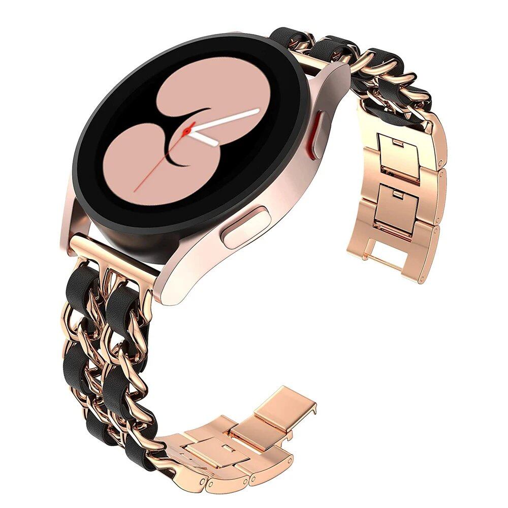 Compatible with Samsung Galaxy Watch 6/5/4/40mm/44mm/42mm/46mm/Active/Gear S3, 20mm/22mm Stainless Steel Chain Bracelet Strap for Huawei GT2/GT3, Band Color: mm, Parallel Import