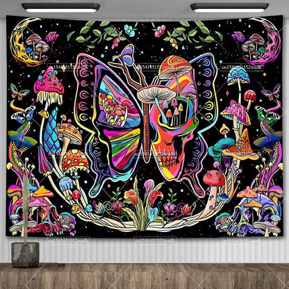 Mushroom Tapestry, Botanical Bohemian Floral, Spiritual Room Decor, Stylish Party Backdrop, Yoga Blanket for Bedroom, Size: Parallel Import