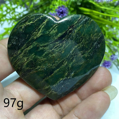 天然水晶 エメラルド原石 ハート型 パームストーン スピリチュアル 瞑想 ヒーリング クリスタル インテリア  並行輸入品