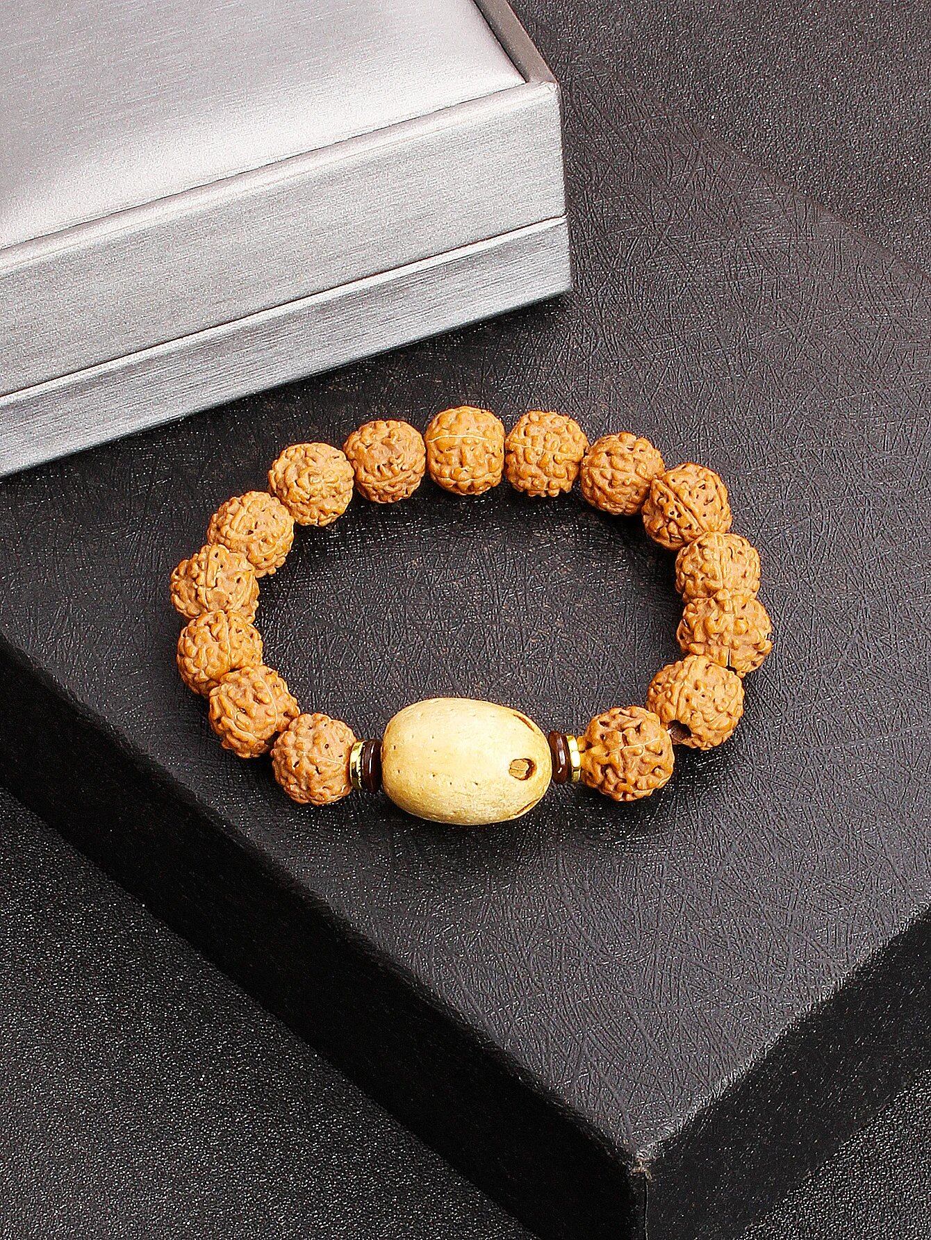 12mm Vajra Bodhi Rudraksha Bracelet with Red Tiger Eye and Aquamarine (Protection, Courage, Calmness, Mental Energy, Harmony) Length: 12mm (Parallel Import)