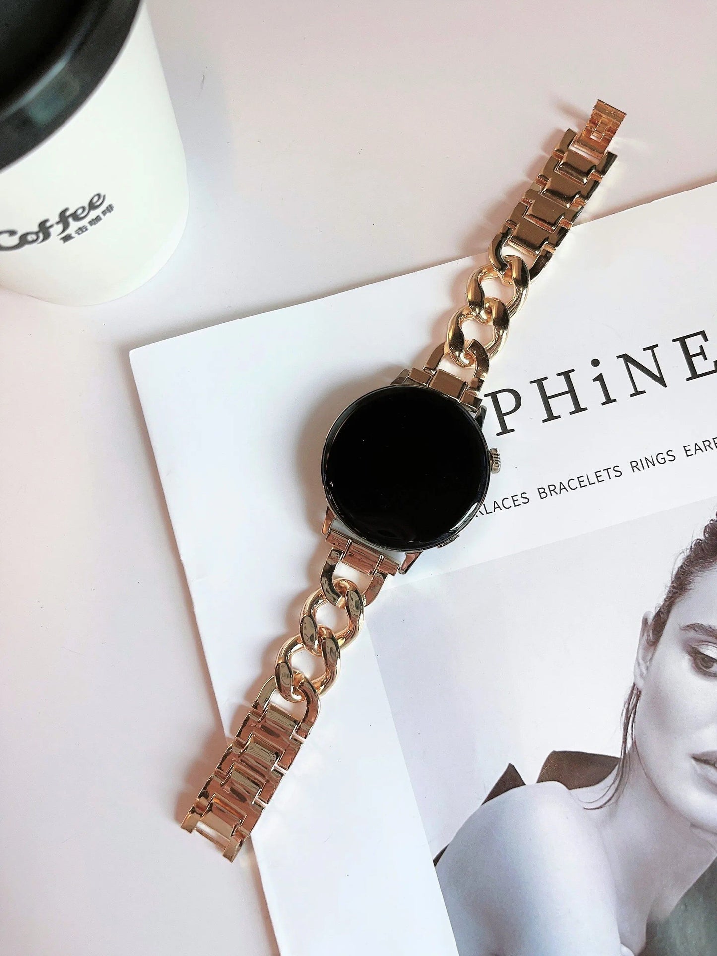 20mm Metal Chain Bracelet for Samsung Galaxy Watch 7/6/5/4/3 (40mm/44mm/Classic 42mm/46mm/43-47mm), Huawei GT3/GT4, and Amazfit GTS. Band Color: mm; Ships from: Parallel Import