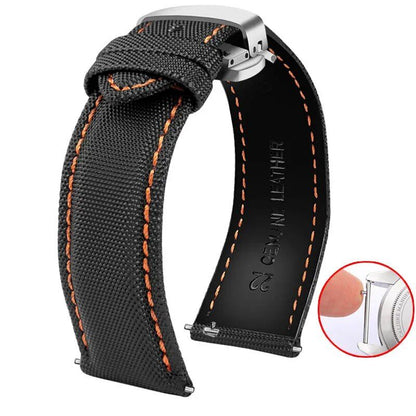 20mm, 21mm, 22mm, 23mm, 24mm Nylon &amp; Leather Watch Band for Tag Heuer, Citizen, and Seiko 5. Men's and Women's Canvas Watch Strap. Band Color: mm. Parallel Import.
