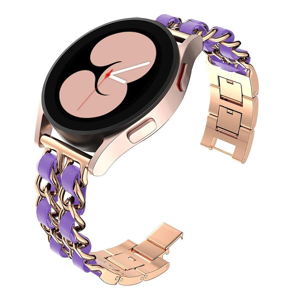 Compatible with Samsung Galaxy Watch 6/5/4/40mm/44mm/42mm/46mm/Active/Gear S3, 20mm/22mm Stainless Steel Chain Bracelet Strap for Huawei GT2/GT3, Band Color: mm, Parallel Import