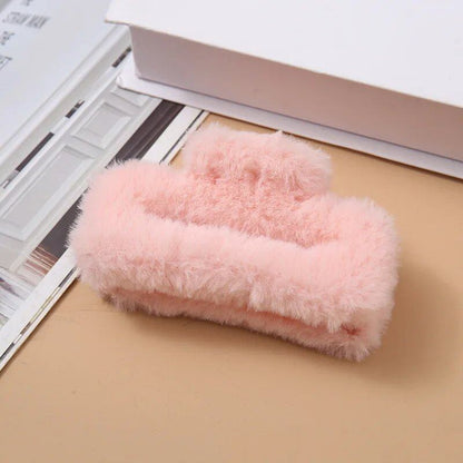 10.5cm Plush Square Hair Claw Clip, Korean Style Simple Multi-Grab Clip, Stylish Shark Clip, Hair Accessory for Women, Parallel Import