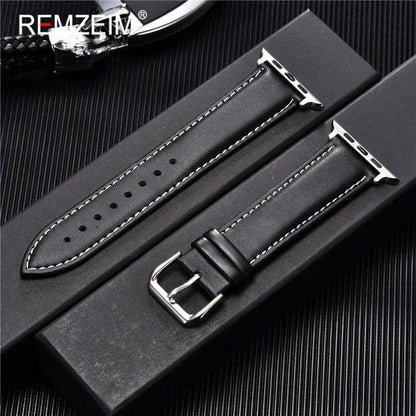 Men's Leather Business Strap for Apple Watch, Compatible with iWatch 10/9/8/7/6/5/SE/Ultra/4/3/2 (46/45/44/42/40/41/49/38mm), Band Color: mm, Parallel Import