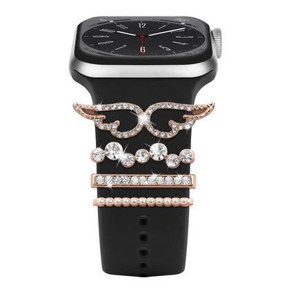 Diamond Jewelry-Embossed Band for Apple Watch Ultra 2, 9, 8, and 7, Compatible with Samsung and Huawei, 20/22mm Bracelet Strap, Band Color: ; Ships from: Parallel Import
