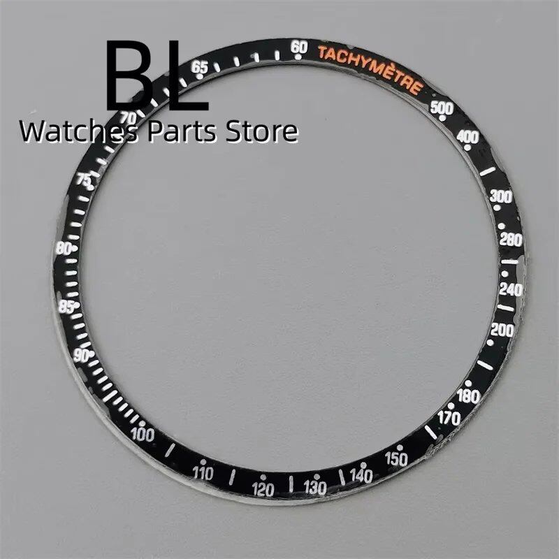 BLIGER 40mm Black PVD VK63 Watch Case with Black, Blue, Red, Green, and Silver Inserts, Acrylic Mirror, and VK63 Movement Assembly and Repair Parts; Dial Diameter: VK63 (Imported)